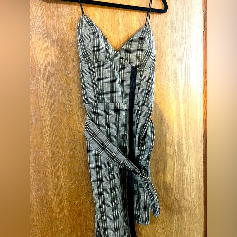 NWT Plaid Bodycon Belted Fashion Nova Dress